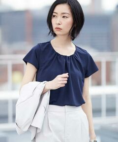 MICHEL KLEIN / ミッシェルクラン カットソー | 【洗える】フロントギャザーカットソー