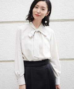 MICHEL KLEIN / ミッシェルクラン シャツ・ブラウス | 【洗える】ヌーディスバックサテンボウタイブラウス