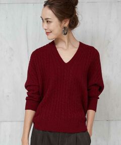 MICHEL KLEIN / ミッシェルクラン ニット・セーター | ホールガーメントVネックケーブルニット