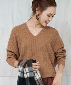 MICHEL KLEIN / ミッシェルクラン ニット・セーター | ホールガーメントVネックケーブルニット