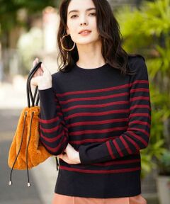 MICHEL KLEIN / ミッシェルクラン ニット・セーター | 【洗える】ウールボーダークルーネックニット