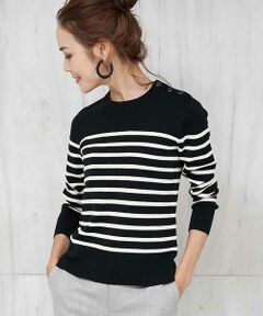 MICHEL KLEIN / ミッシェルクラン ニット・セーター | 【洗える】ウールボーダークルーネックニット