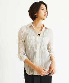 MICHEL KLEIN / ミッシェルクラン シャツ・ブラウス | 【洗える】シアーブラウス