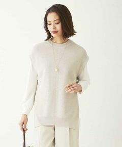 MICHEL KLEIN / ミッシェルクラン ニット・セーター | 【洗える】麻混クルーネックニットベスト