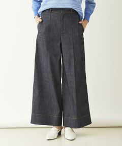 MICHEL KLEIN / ミッシェルクラン その他パンツ | 【洗える】センタープレスワイドデニムパンツ