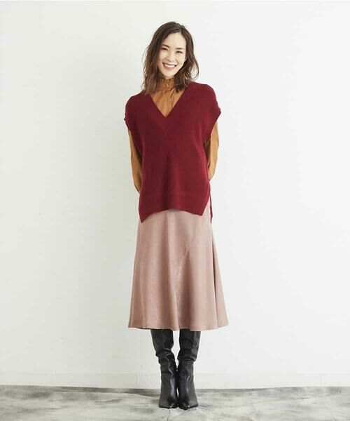 MICHEL KLEIN / ミッシェルクラン ロング・マキシ丈スカート | 【洗える】マロンサテンイレギュラーヘムスカート | 詳細14