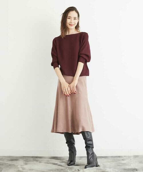 MICHEL KLEIN / ミッシェルクラン ロング・マキシ丈スカート | 【洗える】マロンサテンイレギュラーヘムスカート | 詳細15