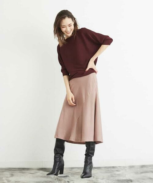 MICHEL KLEIN / ミッシェルクラン ロング・マキシ丈スカート | 【洗える】マロンサテンイレギュラーヘムスカート | 詳細17