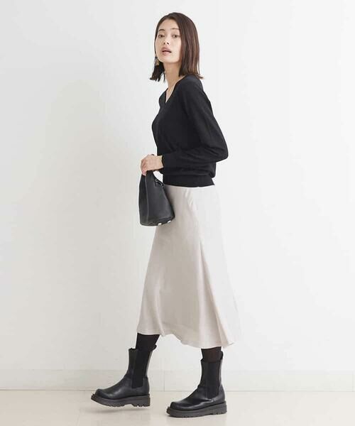 MICHEL KLEIN / ミッシェルクラン ロング・マキシ丈スカート | 【洗える】マロンサテンイレギュラーヘムスカート | 詳細23