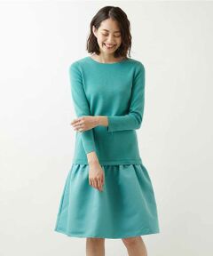 MICHEL KLEIN / ミッシェルクラン ロング・マキシ丈ワンピース | 【洗える】グログラン切り替えニットワンピース