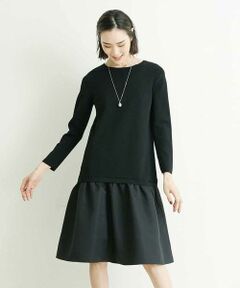 MICHEL KLEIN / ミッシェルクラン ロング・マキシ丈ワンピース | 【洗える】グログラン切り替えニットワンピース