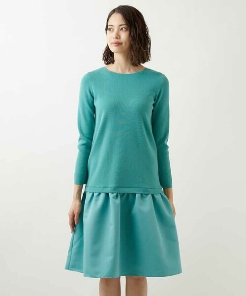 MICHEL KLEIN / ミッシェルクラン ロング・マキシ丈ワンピース | 【洗える】グログラン切り替えニットワンピース | 詳細1