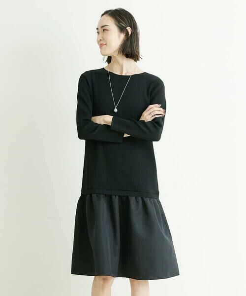 MICHEL KLEIN / ミッシェルクラン ロング・マキシ丈ワンピース | 【洗える】グログラン切り替えニットワンピース | 詳細12