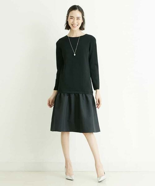 MICHEL KLEIN / ミッシェルクラン ロング・マキシ丈ワンピース | 【洗える】グログラン切り替えニットワンピース | 詳細14