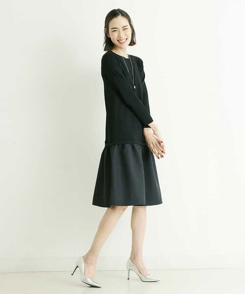 MICHEL KLEIN / ミッシェルクラン ロング・マキシ丈ワンピース | 【洗える】グログラン切り替えニットワンピース | 詳細15