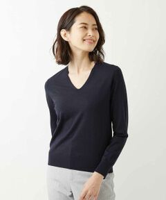 MICHEL KLEIN / ミッシェルクラン ニット・セーター | 【洗える】シルク混Vネックニットプルオーバー