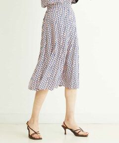 MICHEL KLEIN / ミッシェルクラン ミニ・ひざ丈スカート | [セットアップ対応/洗える]ジオメトリックプリントプリーツスカート