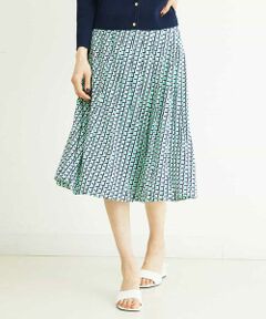 MICHEL KLEIN / ミッシェルクラン ミニ・ひざ丈スカート | [セットアップ対応/洗える]ジオメトリックプリントプリーツスカート