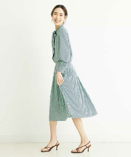 MICHEL KLEIN / ミッシェルクラン ミニ・ひざ丈スカート | [セットアップ対応/洗える]ジオメトリックプリントプリーツスカート | 詳細10