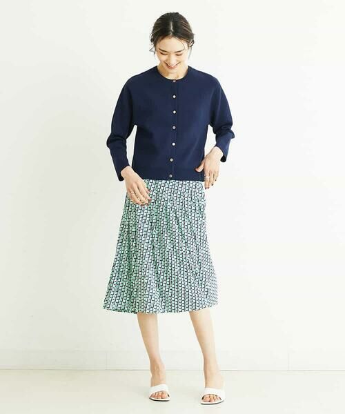 MICHEL KLEIN / ミッシェルクラン ミニ・ひざ丈スカート | [セットアップ対応/洗える]ジオメトリックプリントプリーツスカート | 詳細13