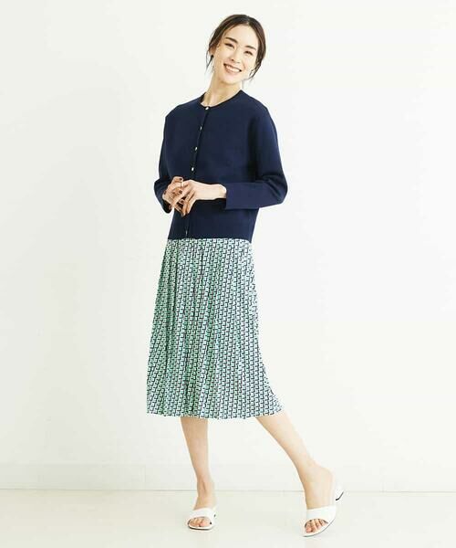 MICHEL KLEIN / ミッシェルクラン ミニ・ひざ丈スカート | [セットアップ対応/洗える]ジオメトリックプリントプリーツスカート | 詳細15