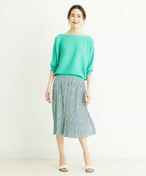 MICHEL KLEIN / ミッシェルクラン ミニ・ひざ丈スカート | [セットアップ対応/洗える]ジオメトリックプリントプリーツスカート | 詳細16