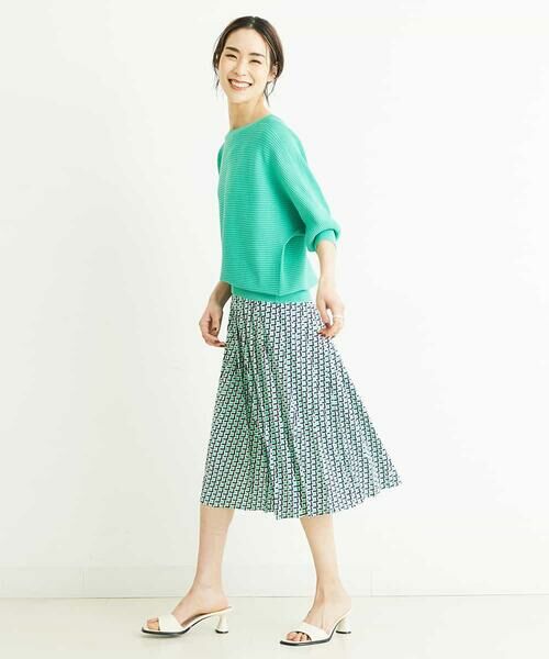 MICHEL KLEIN / ミッシェルクラン ミニ・ひざ丈スカート | [セットアップ対応/洗える]ジオメトリックプリントプリーツスカート | 詳細18