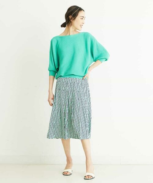 MICHEL KLEIN / ミッシェルクラン ミニ・ひざ丈スカート | [セットアップ対応/洗える]ジオメトリックプリントプリーツスカート | 詳細19