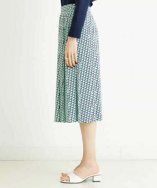 MICHEL KLEIN / ミッシェルクラン ミニ・ひざ丈スカート | [セットアップ対応/洗える]ジオメトリックプリントプリーツスカート | 詳細2