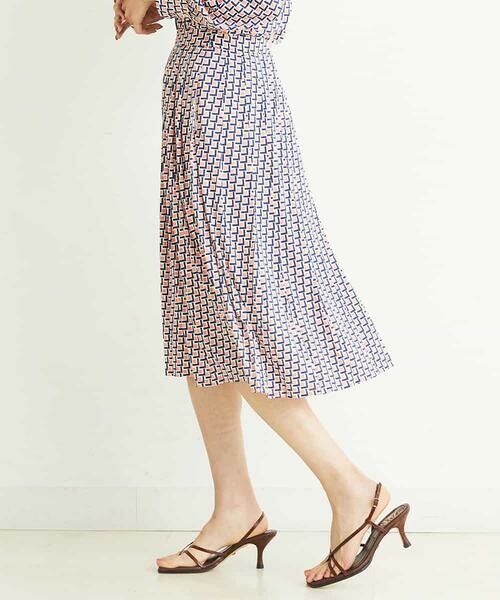 MICHEL KLEIN / ミッシェルクラン ミニ・ひざ丈スカート | [セットアップ対応/洗える]ジオメトリックプリントプリーツスカート | 詳細20