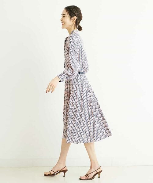 MICHEL KLEIN / ミッシェルクラン ミニ・ひざ丈スカート | [セットアップ対応/洗える]ジオメトリックプリントプリーツスカート | 詳細21