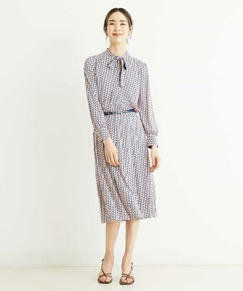 MICHEL KLEIN / ミッシェルクラン ミニ・ひざ丈スカート | [セットアップ対応/洗える]ジオメトリックプリントプリーツスカート | 詳細22