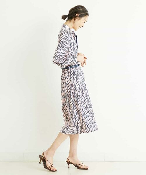 MICHEL KLEIN / ミッシェルクラン ミニ・ひざ丈スカート | [セットアップ対応/洗える]ジオメトリックプリントプリーツスカート | 詳細23