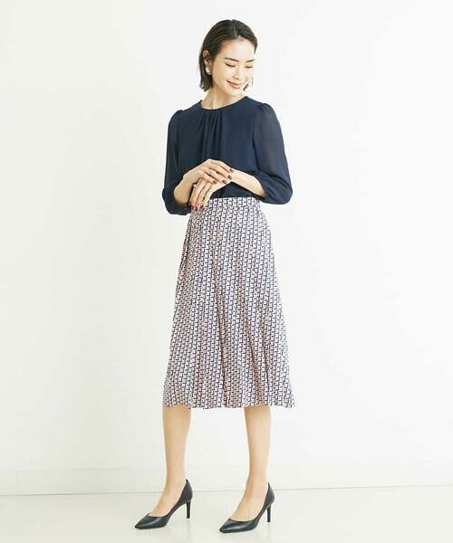MICHEL KLEIN / ミッシェルクラン ミニ・ひざ丈スカート | [セットアップ対応/洗える]ジオメトリックプリントプリーツスカート | 詳細25