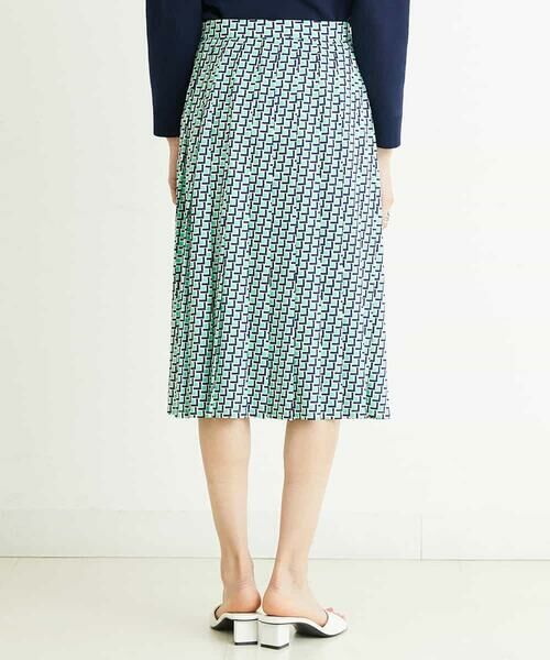 MICHEL KLEIN / ミッシェルクラン ミニ・ひざ丈スカート | [セットアップ対応/洗える]ジオメトリックプリントプリーツスカート | 詳細3