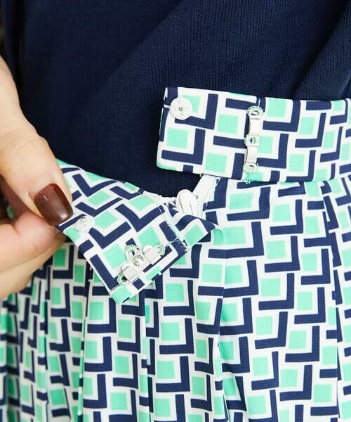 MICHEL KLEIN / ミッシェルクラン ミニ・ひざ丈スカート | [セットアップ対応/洗える]ジオメトリックプリントプリーツスカート | 詳細5
