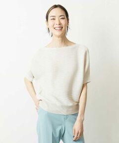 ◆大人気ニットの夏バージョン◆<br><br>＜デザイン＞<br>リブ横使いのボートネックモデルを、清涼感のある素材にチェンジして、半袖に仕立てました。以前のモデルより、裄丈を2cm、身丈を2cm長く、袖口も5mm広くして、ややリラックスしたシルエットにブラッシュアップ。夏場も、ボトムを選ばず活躍してくれる一枚です。40サイズは店舗限定展開です。<br><br>＜素材＞<br>ブライトナイロンの上品な光沢感と、ドライタッチで清涼感のある素材です。接ぎ目の無い、ホールガーメント（R）製です。<br><br>＜着こなしポイント＞<br>裾のリブのフィット感を生かしてスカートスタイルを楽しんだり、着丈を少しのばしてパンツスタイルを楽しんだり、と様々な着こなしが楽しめるベストセラーニット。夏場も、ボトムを選ばず活躍してくれる一枚です。<br><br>＜ホールガーメント（R）とは＞<br>ホールガーメント（R）とは「無縫製」という意味で、縫い目が出来ない編み方のことです。 通常は前身頃、後身頃、袖などパーツ別に作った生地を縫い合わせて一着の服を作りますが、ホールガーメント（R）は専用の機械で1着の服を編み上げます。立体的なデザインも可能。縫い目が無いので突っ張る感じも無く、身体に自然にフィット。無駄な糸も使用せず、サスティナブルな縫製技術です。<br>素材違い・新色[FMFGS36160]もご用意いたしております。<br><br>---------------------------------<br>透け感：ややあり<br>裏地：なし<br>伸縮性：あり<br>光沢感：なし<br>生地の厚さ：普通<br>洗濯表記：洗える<br>-----------------------------<br> [スタッフ着用コメント]<br>福屋八丁堀本店<br> 人気No.1のホールガーメントニットの夏モデル！<br> 着心地の良さとお手入れのしやすさ、カラーバリエーションの豊富なところが人気です。<br> <br> 素材は光沢のあるナイロンと清涼感のあるコットン。シャリ感のある風合い。<br> ドライタッチなさらさらとした肌触りで気持ち良くて快適！<br> <br> デザインはボートネックで首周りすっきり。<br> ドルマンスリーブは脇に付かず風抜けが良いので涼しく感じます。<br> <br> ゆとりのあるシルエットでボディラインをカバー。<br>袖口と裾のリブも締め付け感が無くストレスフリーな着心地です。 <br> シンプルなデザインでパンツにもスカートにも合わせやすいニットです。 <br><br><br>モデル身長：172cm/着用サイズ：M　<br>※環境により、色味が多少異なる場合がございます。予めご了承ください。商品の色味は、詳細画像をご参照ください。<br><br>ホールガーメント（R）・およびWHOLEGARMENT（R）・は株式会社島精機製作所の登録商標です。