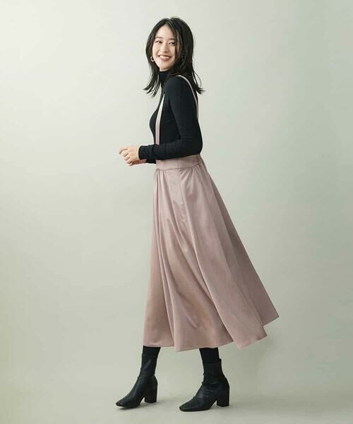 MICHEL KLEIN / ミッシェルクラン ロング・マキシ丈スカート | ライトサテン2WAYジャンパースカート | 詳細28