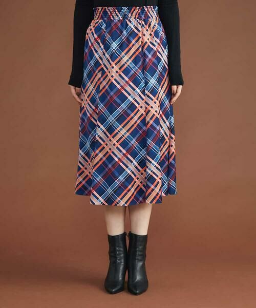 MICHEL KLEIN / ミッシェルクラン ロング・マキシ丈スカート | ネオンチェックフレアスカート（オリジナルプリント） | 詳細1