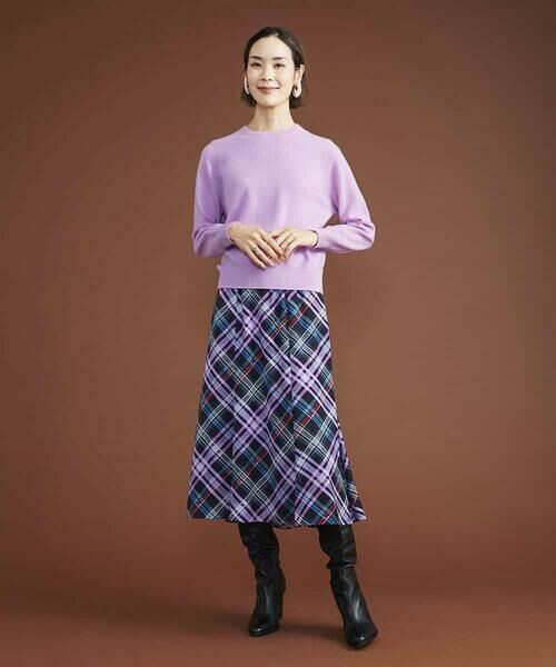 MICHEL KLEIN / ミッシェルクラン ロング・マキシ丈スカート | ネオンチェックフレアスカート（オリジナルプリント） | 詳細11