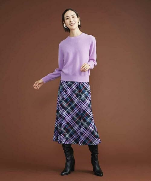 MICHEL KLEIN / ミッシェルクラン ロング・マキシ丈スカート | ネオンチェックフレアスカート（オリジナルプリント） | 詳細12