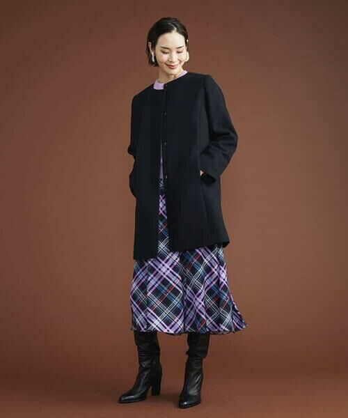 MICHEL KLEIN / ミッシェルクラン ロング・マキシ丈スカート | ネオンチェックフレアスカート（オリジナルプリント） | 詳細14