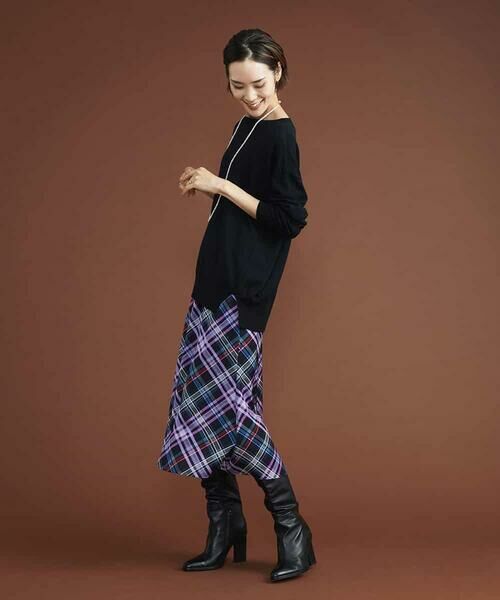 MICHEL KLEIN / ミッシェルクラン ロング・マキシ丈スカート | ネオンチェックフレアスカート（オリジナルプリント） | 詳細15