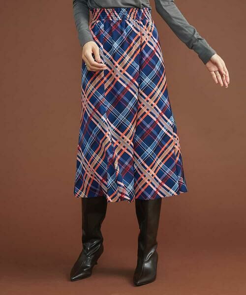 MICHEL KLEIN / ミッシェルクラン ロング・マキシ丈スカート | ネオンチェックフレアスカート（オリジナルプリント） | 詳細19