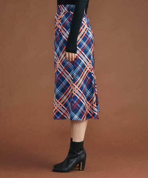 MICHEL KLEIN / ミッシェルクラン ロング・マキシ丈スカート | ネオンチェックフレアスカート（オリジナルプリント） | 詳細2