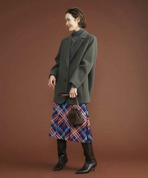 MICHEL KLEIN / ミッシェルクラン ロング・マキシ丈スカート | ネオンチェックフレアスカート（オリジナルプリント） | 詳細20