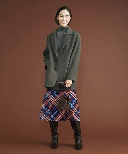 MICHEL KLEIN / ミッシェルクラン ロング・マキシ丈スカート | ネオンチェックフレアスカート（オリジナルプリント） | 詳細21