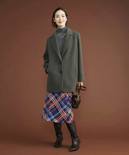 MICHEL KLEIN / ミッシェルクラン ロング・マキシ丈スカート | ネオンチェックフレアスカート（オリジナルプリント） | 詳細22