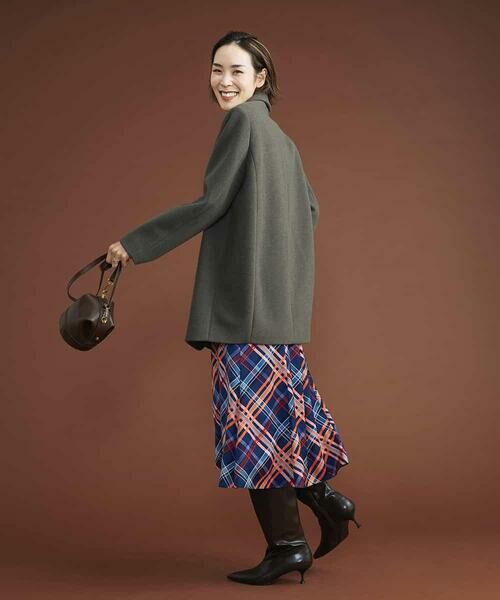 MICHEL KLEIN / ミッシェルクラン ロング・マキシ丈スカート | ネオンチェックフレアスカート（オリジナルプリント） | 詳細23