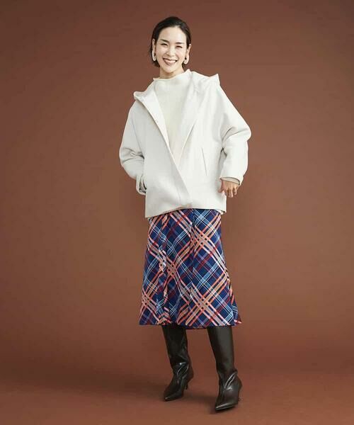 MICHEL KLEIN / ミッシェルクラン ロング・マキシ丈スカート | ネオンチェックフレアスカート（オリジナルプリント） | 詳細24